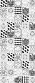 Flizelin fotótapéta Szürke-fehér csempe geometria és virágok 91x211 +ragasztó