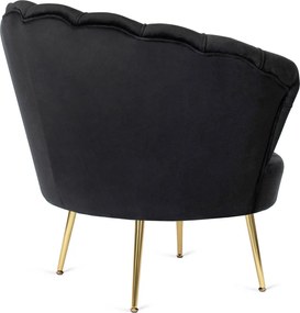 Fotel lábtartóval, fekete színben, velúr kárpittal GRAND