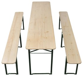 összecsukható fenyőfa sörasztal 2 sörpaddal 220 cm