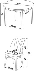 Rox étkezőgarnitúra, barokk-bordó, 90 cm