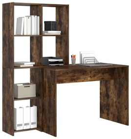 Asztal polcokkal Füstölt tölgy 138.5 x 55 x 143 cm Faanyag