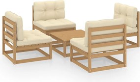 vidaXL 5 részes tömör fenyőfa kerti ülőgarnitúra párnával