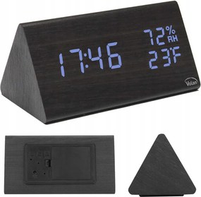 Óra Ébresztőóra Elektronikus Led Fa Álló – Dátum Hőmérő Higrométer