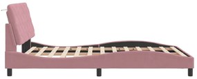 rózsaszín bársony ágykeret matrac nélkül 140 x 190 cm