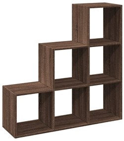 3 szintes barna tölgy fa térelválasztó könyvespolc 99x29x99 cm