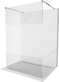 Mexen Kioto, átmenő zuhany paraván 140 x 200 cm, 8mm átlátszó / jegesedés üveg, 2x rose gold stabilizáló távtartó, 800-140-002-60-35