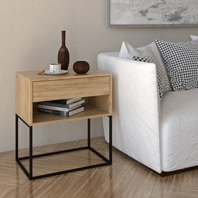 Éjjeliszekrény/kisasztal, artisan tölgy/fekete, ARTI TYP 2