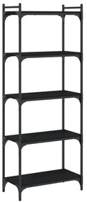 5 szintes fekete szerelt fa könyvespolc 60 x 30 x 154 cm