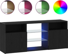 vidaXL fekete tölgy szerelt fa TV-szekrény LED-ekkel 120x30x50 cm