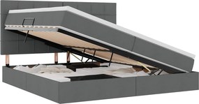 vidaXL Ágy tárolóval és matraccal Sötétszürke 200 x 200 cm Poliészter