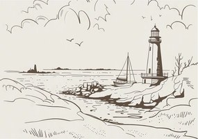 Flizelin tapéta Divatos 3D fali tengerparti tájkép 312x219 ragasztóval