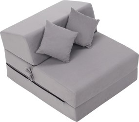 Összecsukható matrac/fotel, 2v1, világosszürke, PELOS