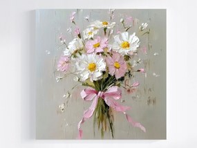 Vászonkép Canvas Olaj Impasto Mezei Virágok Margaréta Csokor 40x40