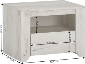 Éjjeliszekrény typ 95, fehér craft, ANGEL