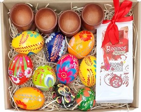 Festett Húsvéti tojások 10 db Húsvéti tojások Fa tojástartó poharak