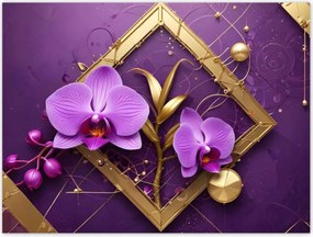 Poszterek 40x30 Lila orchideák és arany