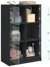 fekete szerelt fa magasszekrény ajtókkal 68 x 37 x 109 cm
