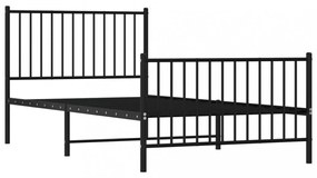 fekete fém ágykeret fej- és lábtámlával 100 x 200 cm