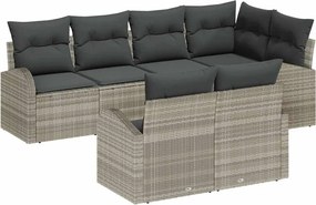 vidaXL Kerti Kanapé Szett Világosszürke polirattan