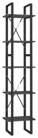 ötszintes szürke fenyőfa könyvszekrény 40 x 30 x 175 cm