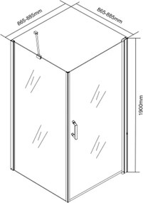 MONICA90 Monica szögletes nyílóajtós zuhanykabin, 90x90x190 cm