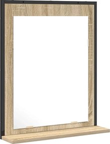 vidaXL Fürdőszobai tükör Fekete 50 x 12 x 60 cm Üveg és Műszaki Fa