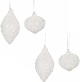 KarĂĄcsonyfa BombĂĄk 4 db jĂ©gĂŒveg fehĂ©r karĂĄcsonyfa ajĂĄndĂ©k