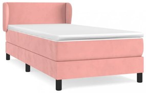 rózsaszín bársony rugós ágy matraccal 90 x 200 cm