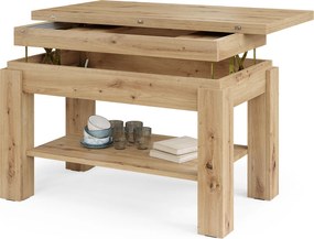 Mazzoni BRAWO Artisan Tölgy - NYITHATÓ/MAGASÍTHATÓ DOHÁNYZÓASZTAL POLCCAL ÉTKEZŐASZTALKÉNT IS HASZNÁLHATÓ