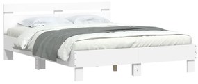 fehér ágykeret fejtámlával és LED-del 140 x 190 cm