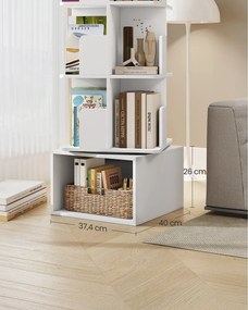 CUSTOS forgatható könyvespolc, 4 szintes tárolószekrény, felhőfehér