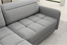 Szürke bársony kinyitható-tárolóhelyes sarokkanapé (bal oldali-L alakú) Barea – ELTAP