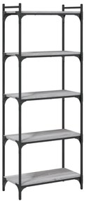 5 szintes szürke sonoma szerelt fa könyvespolc 60 x 30 x 120 cm