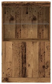 LED világítással ellátott oldalszekrény Régi fa 60x37x100 cm