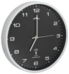 fekete színű rádióvezérelt falióra kvarcszerkezettel 31 cm