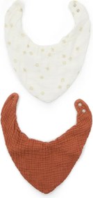 Krémszínű-terrakotta színű pamut nyálfogó készlet 2 db-os Olna – Kave Home