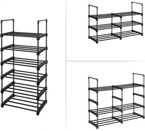 Cipőtartó polc szett, 6 szint, 45x30x106cm, fekete