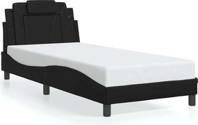 vidaXL fekete műbőr ágykeret Viana matrac nélkül 90x200 cm