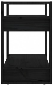 fekete tömör fenyőfa könyvszekrény/térelválasztó 60x35x57 cm
