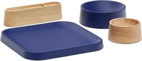 Sötétkék-natúr színű fa szervírozó tálka szett 4 db-os Bletz – Kave Home
