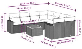 9 részes bézs polyrattan kerti ülőgarnitúra párnákkal