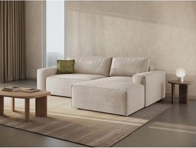 Bézs buklé kinyitható sarokkanapé (jobb oldali) Jodie – Micadoni Home