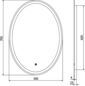 Mexen Elz 50 x 70 cm-es, LED 6000K, páramentes fürdőszobai tükör - 9802-050-070-611-00