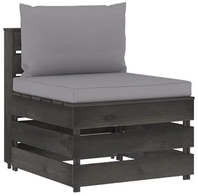 vidaXL szürke impregnált fa elemes középső kanapé párnákkal