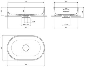 OMNIRES OVOUNMB - OVO 55x36 cm mosdó, dolomit, matt éjféli kék