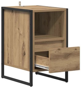vidaXL Éjjeli asztal fiókkal Művészi tölgy 39,5 x 30 x 50 cm Faanyag