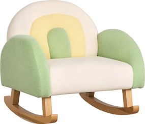 HOMCOM Gyermek Pihenőszék Hintaszék Kicsiknek: Karosszék és Kanapé 1,5-3 Éves Gyerekeknek, Faux Gyapjúval és Eukaliptusz Fából | Aosom