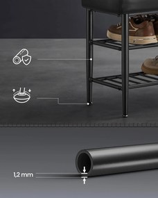 VASAGLE EKHO modern műbőr cipős pad, 100 cm, tintafekete