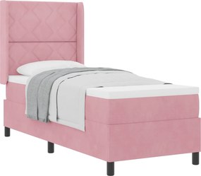 vidaXL Boxrugós ágy matracmal Rózsaszín 80 x 200 cm Bársony