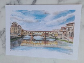 Grafika Keret Olaszország Italia Firenze Arno Híd